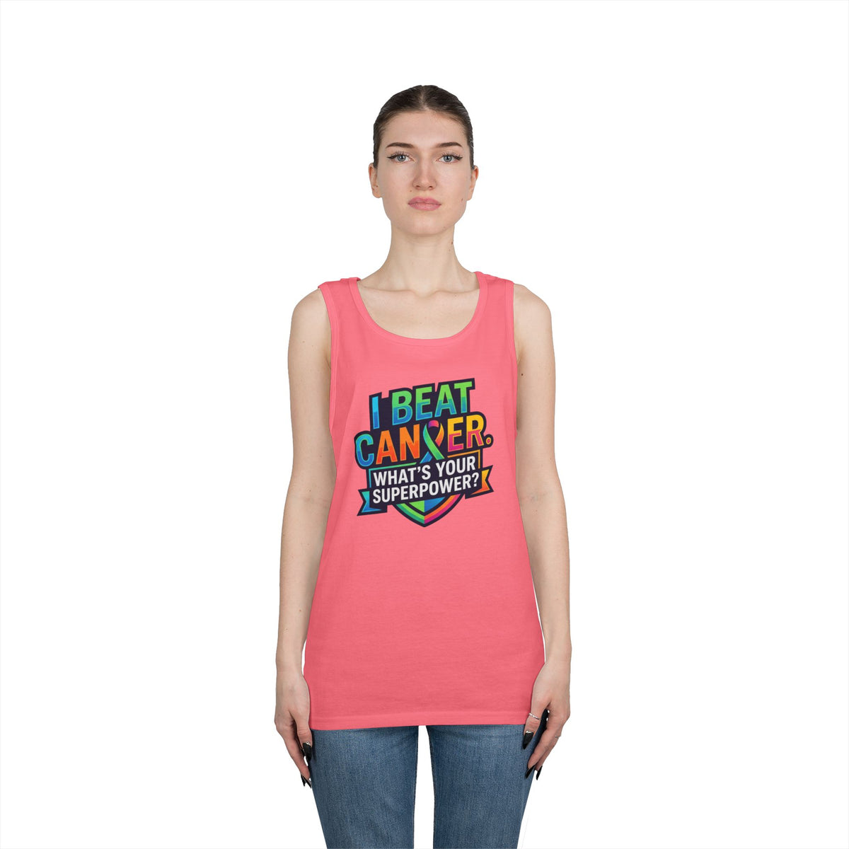 Color: Safety Pink | I Beat Cancer - What is Your Superpower Tank Top