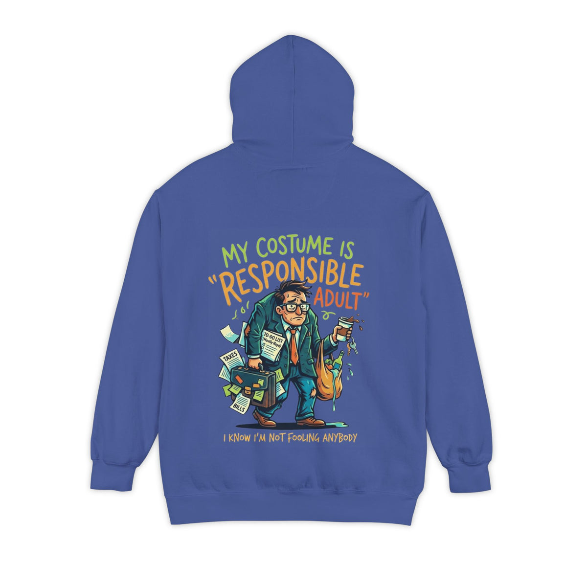 Color: Flo Blue | Responsible Adult Costume Garment-Dyed Hoodie