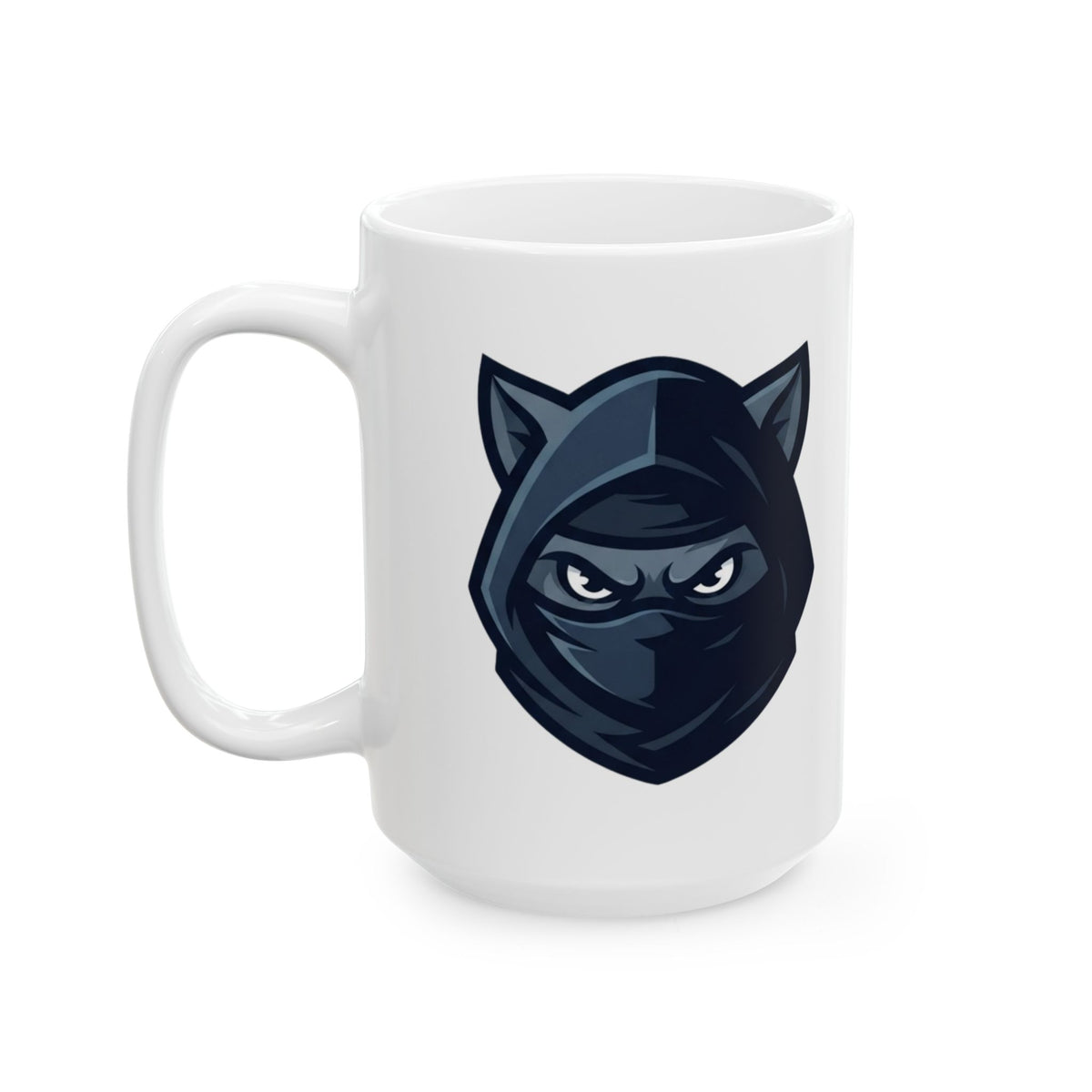 "Ninja Cat Credible" White Ceramic Mug — Graphic