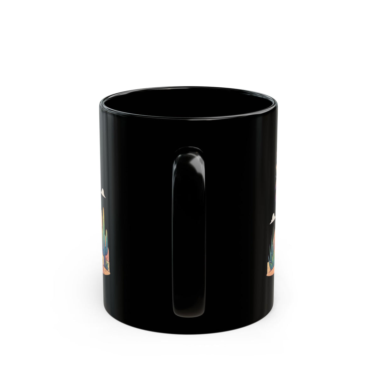 "Hippy Giraffe" Black Ceramic Mug