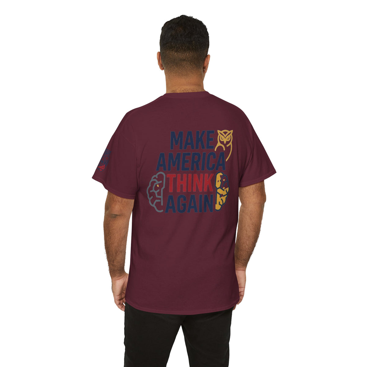 Color: Maroon | Make America Think Again Premium Graphic Tee