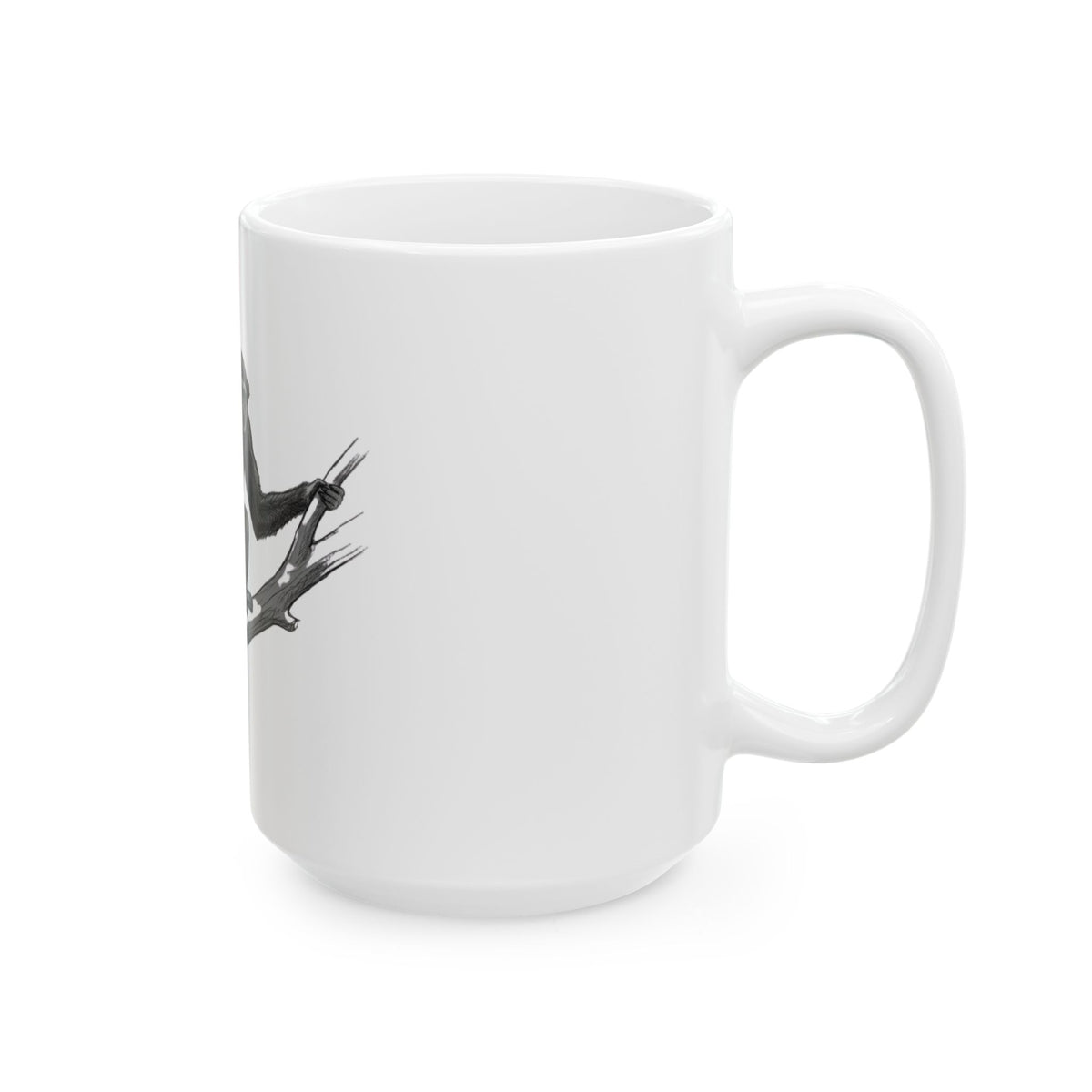 "Pencil Sketch Art Gibbon" White Ceramic Mug