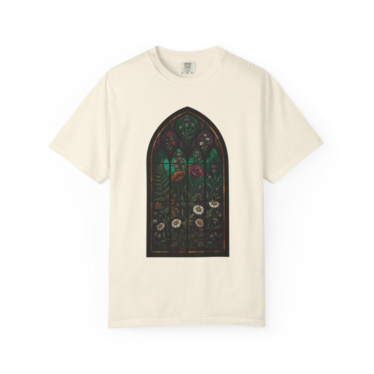 Color: Ivory | Stained Glass Floral Unisex Garment-Dyed Tee