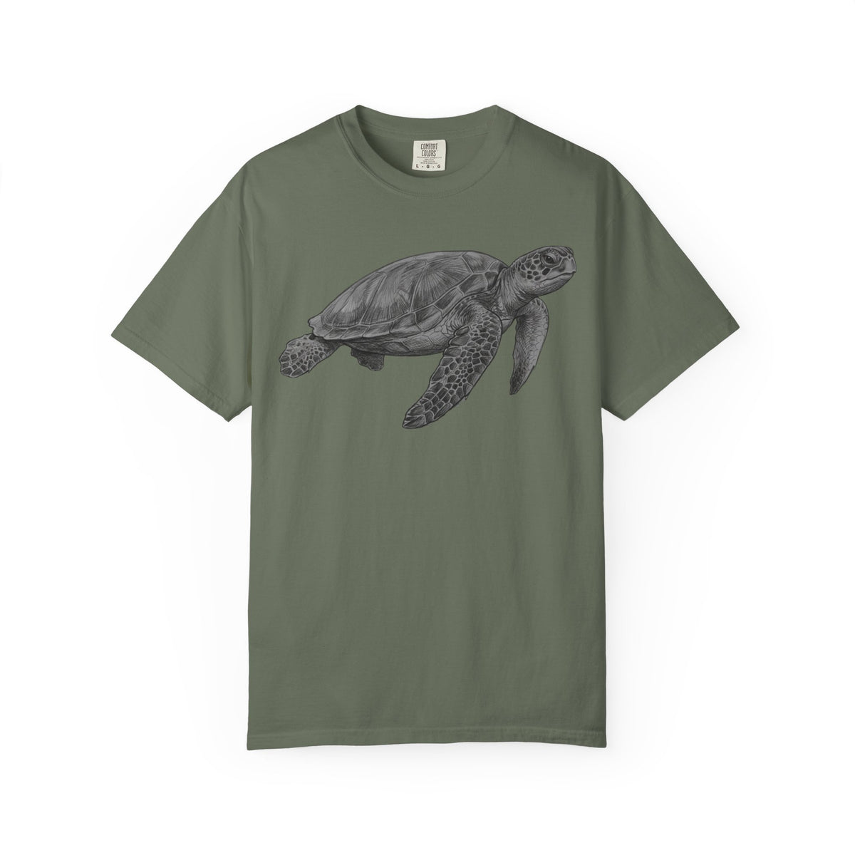 "Pencil Sketch Art Sea Turtle" Unisex Garment-Dyed Tee