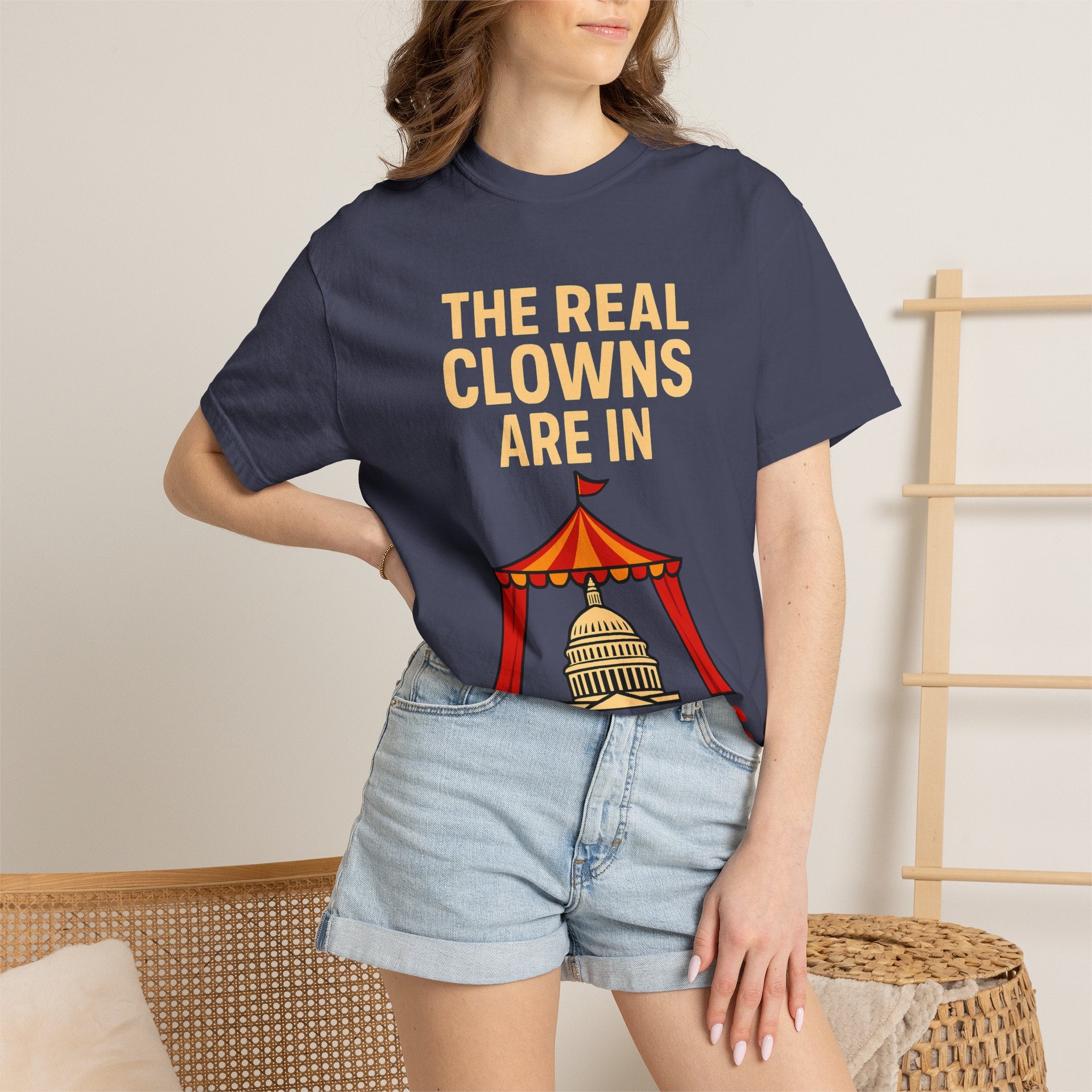 "The Real Clowns Are In Congress" Unisex Garment-Dyed T-shirt