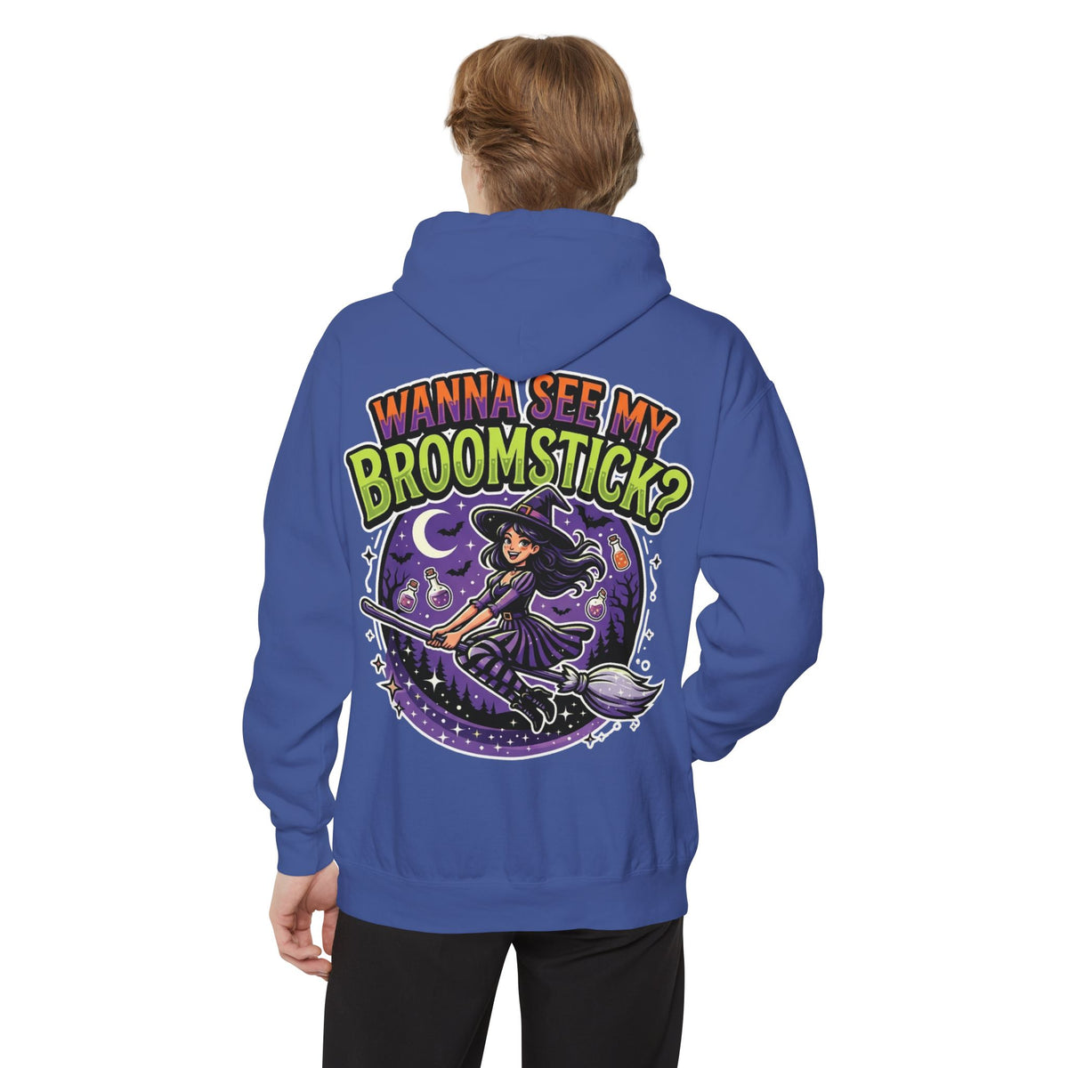 Color: Flo Blue | Wanna See My Broomstick Garment-Dyed Hoodie