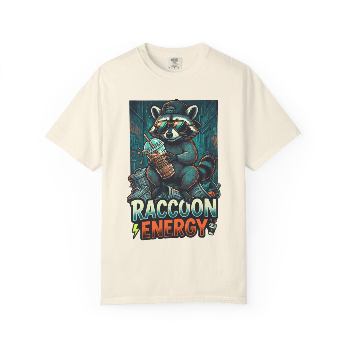 "Raccoon Energy" Unisex Garment-Dyed Tee