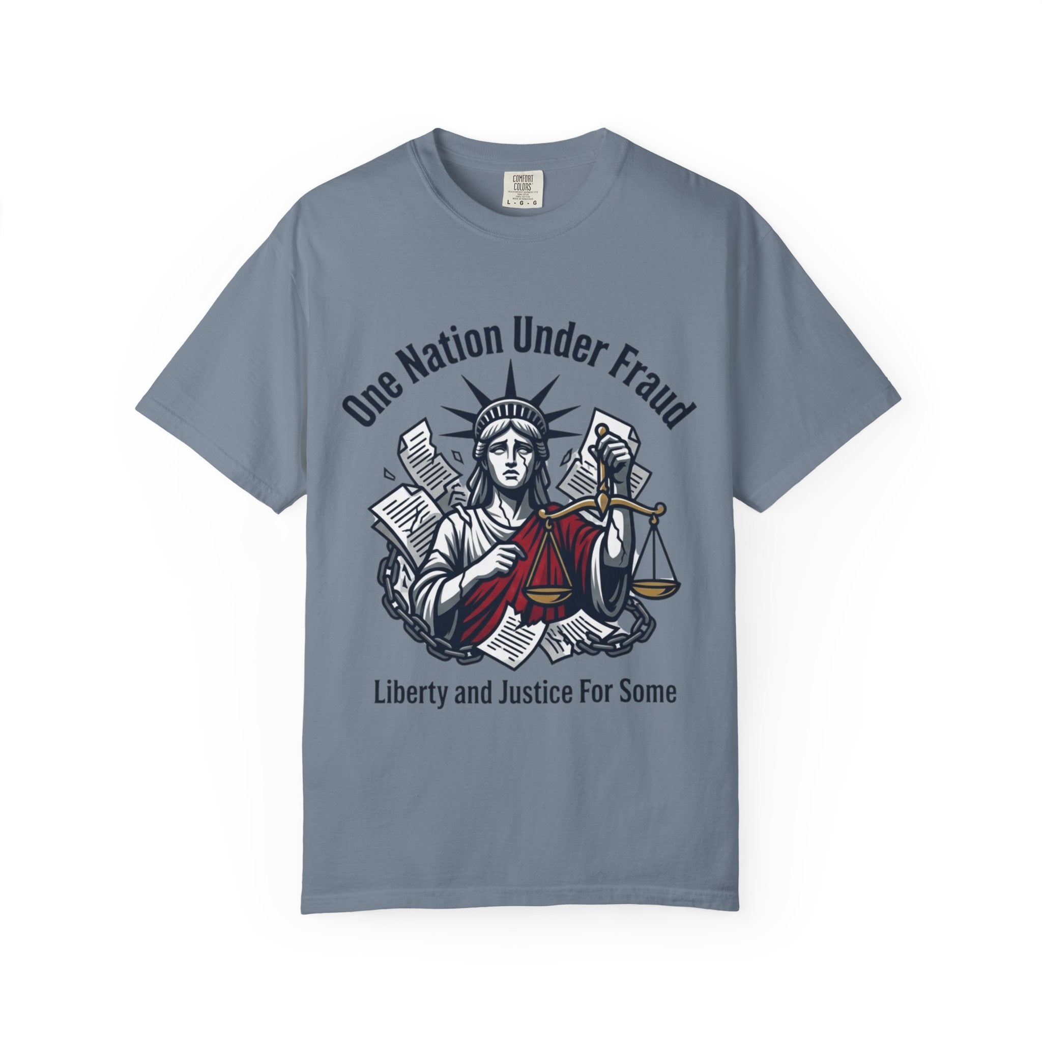 "One Nation Under Fraud" Unisex Garment-Dyed T-shirt