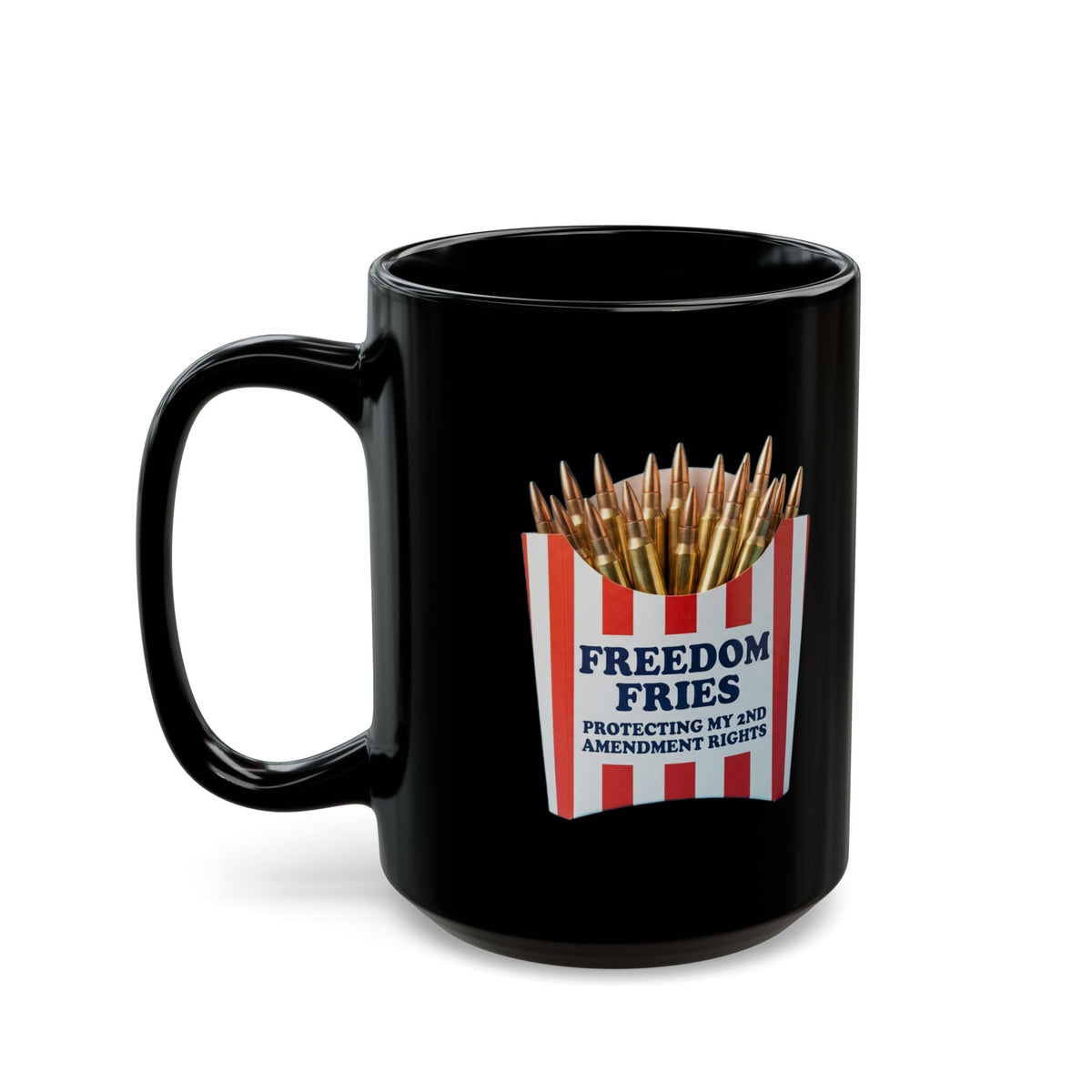 "Freedom Fries" Black Ceramic Mug — Graphic