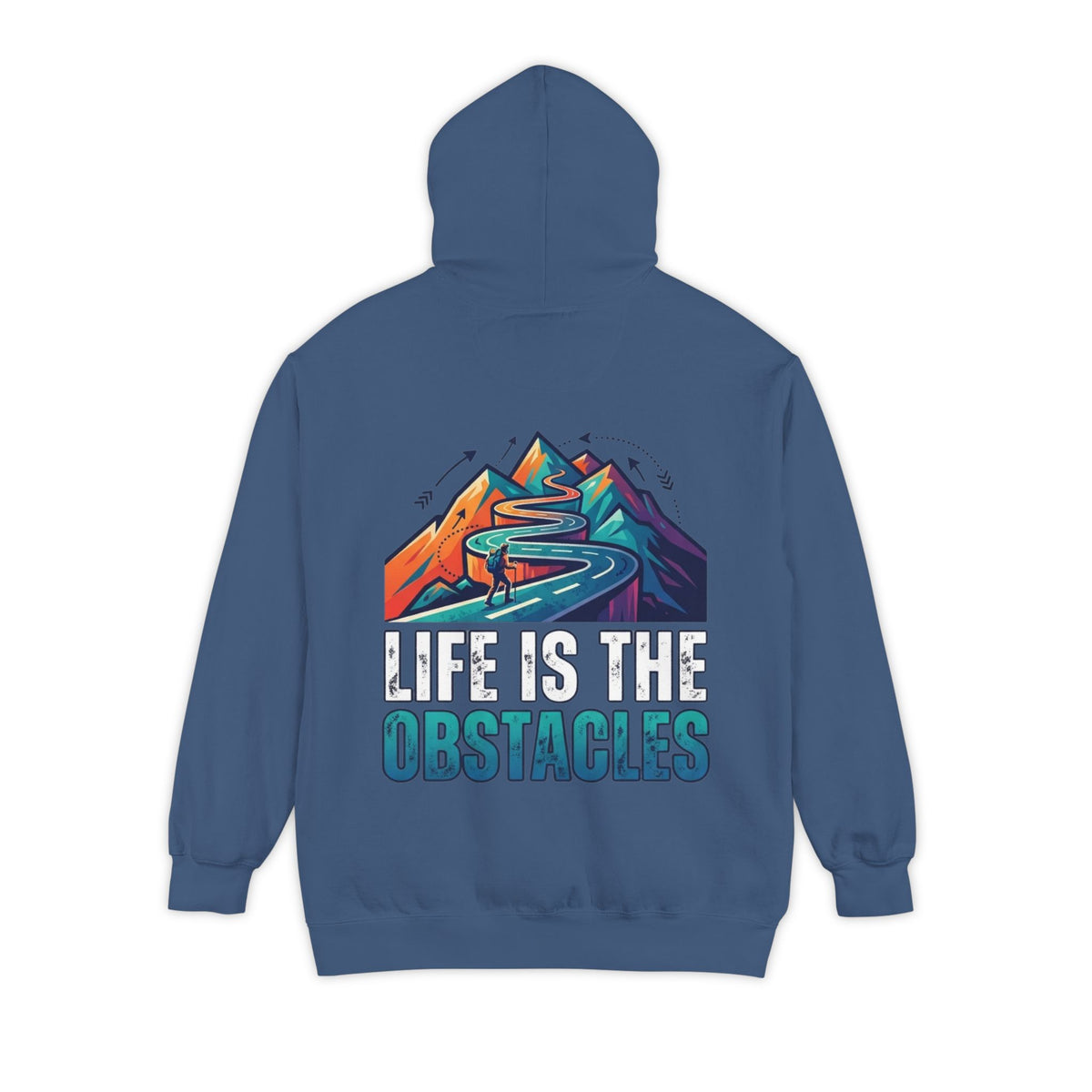 Color: True Navy | Life Is The Obstacles Garment-Dyed Hoodie