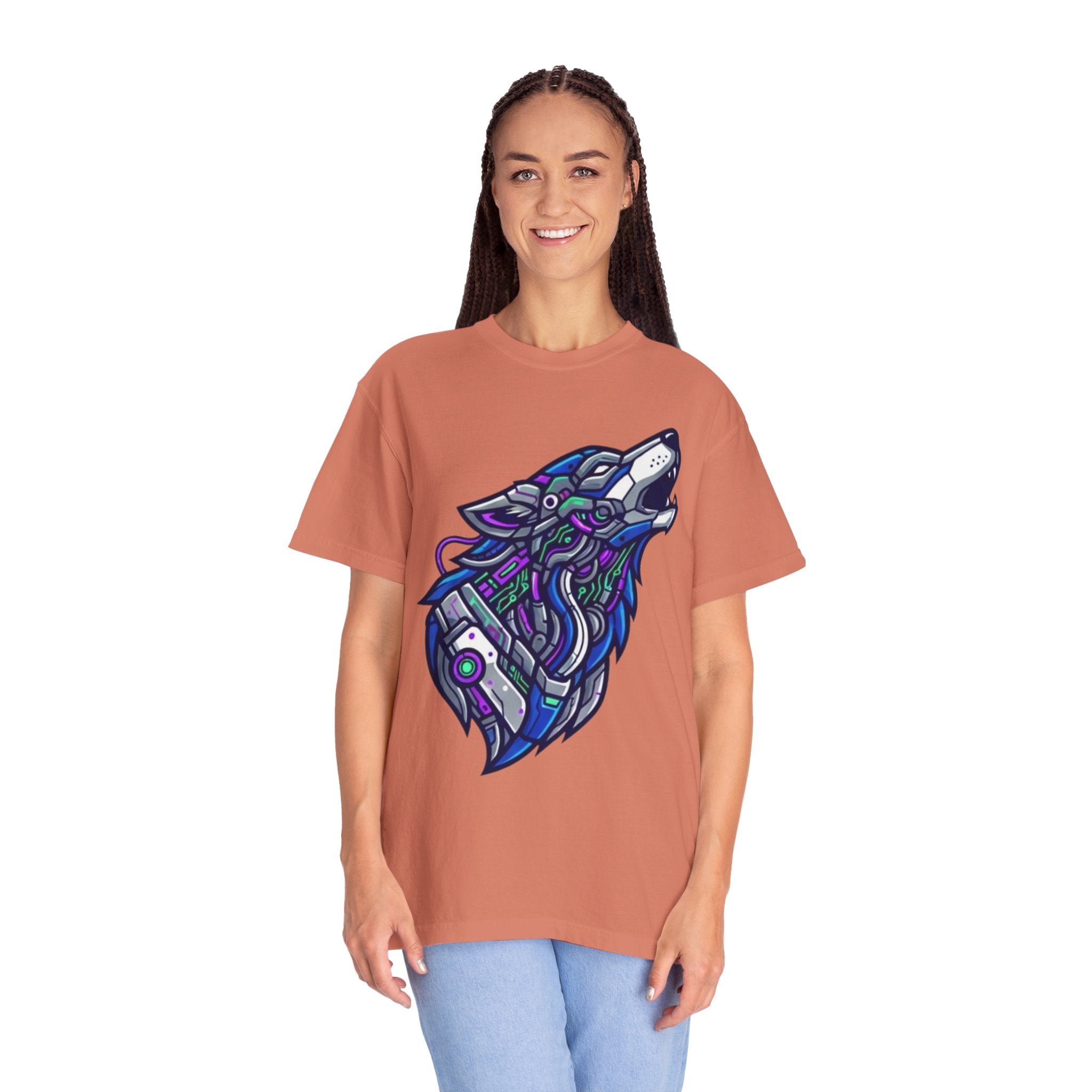 "Cyber Wolf" Unisex Garment-Dyed Tee