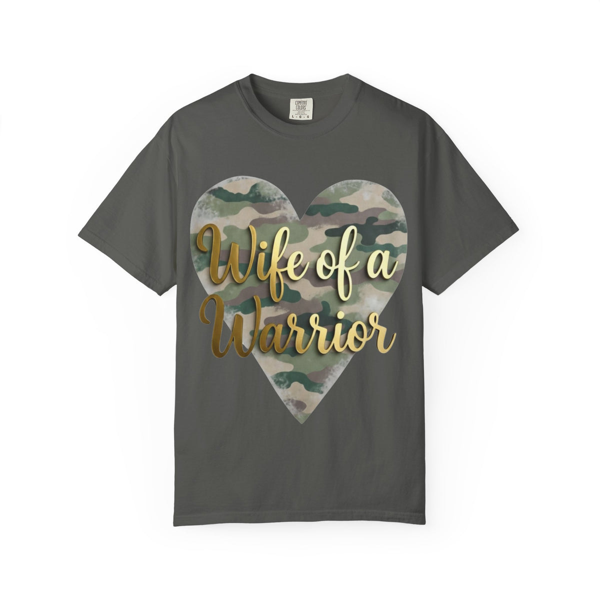 Color: Pepper | Wife of a Warrior Unisex Garment-Dyed T-shirt
