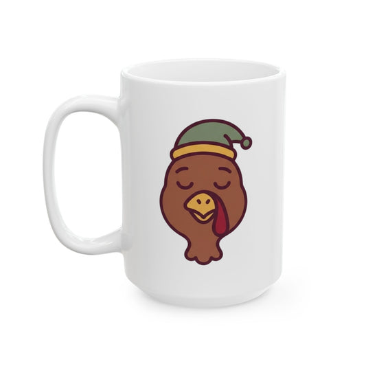 "The Turkey Made Me Do It" White Ceramic Mug — Graphic