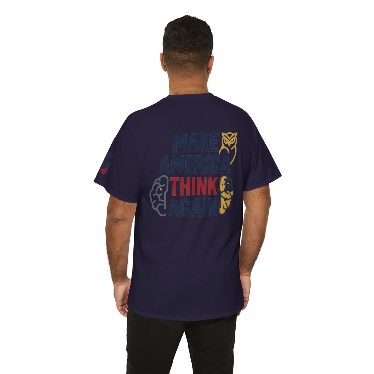Color: Blackberry | Make America Think Again Premium Graphic Tee