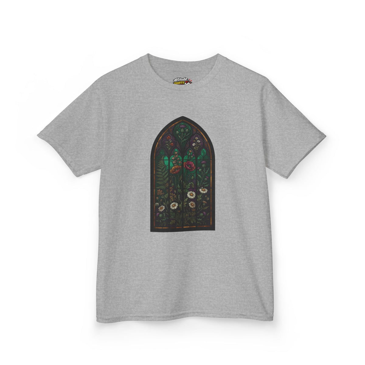 Color: Sport Grey | Stained Glass Floral Kids Tee