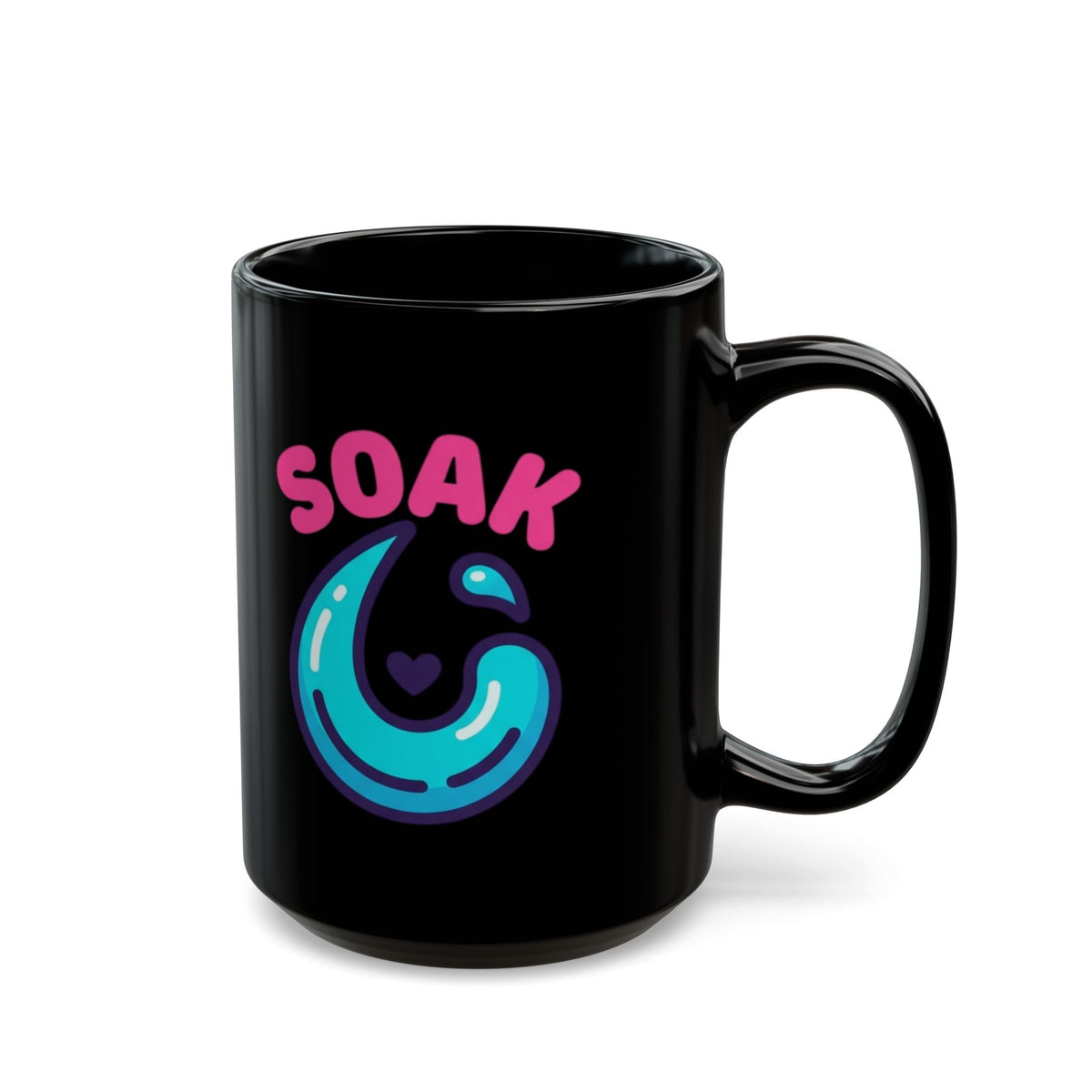 "Soaking Makes Me Wet" Black Ceramic Mug — Graphic
