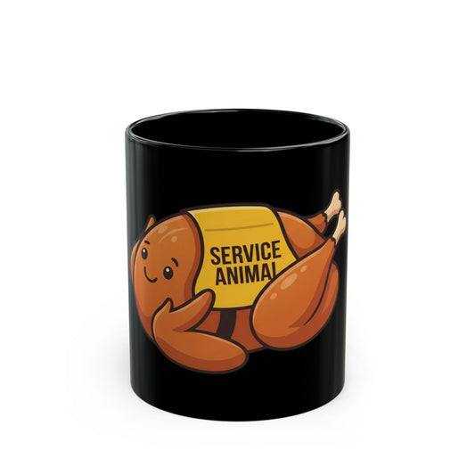 "Emotional Support Turkey" Black Ceramic Mug — Graphic