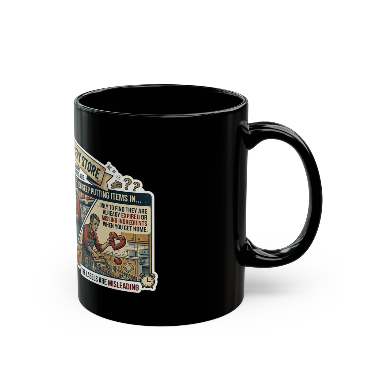 "Infinite Grocery Store" Black Ceramic Mug
