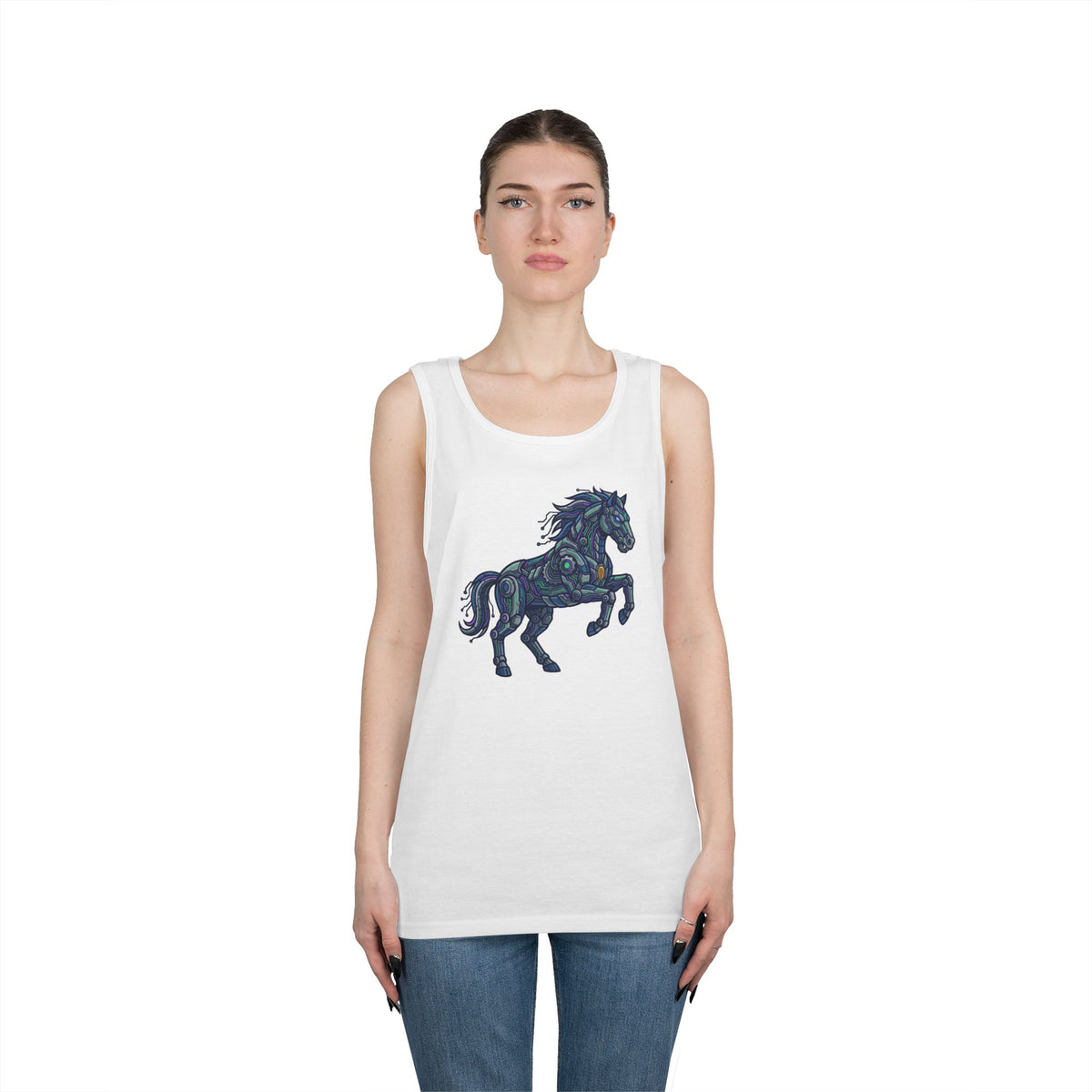 Color: White | Cyber Mustang Tank Top