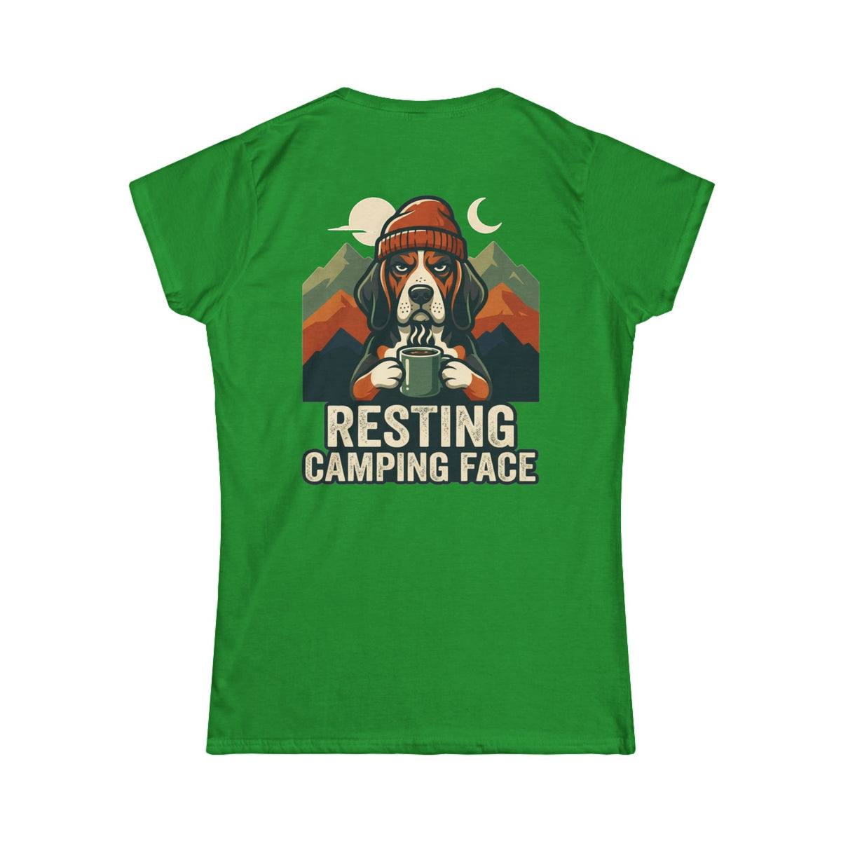 Color: Irish Green | Resting Camping Face Women's Tee