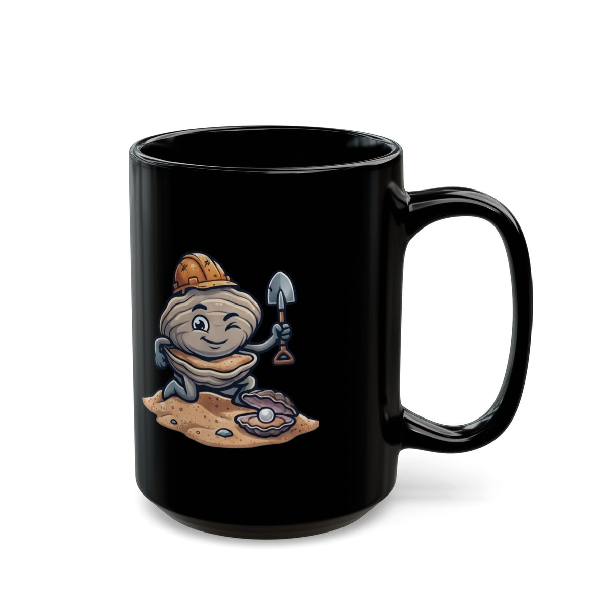 "Digging For The Big Pearl" Black Ceramic Mug — Graphic