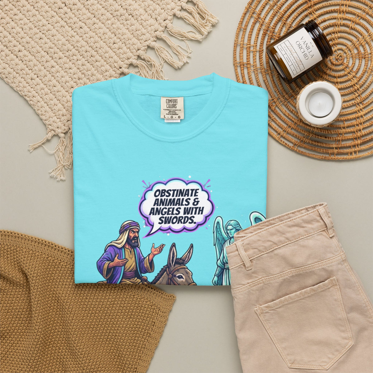 Good Book Series Obstinate Animals & Angels With Swords Unisex Garment-Dyed Tee