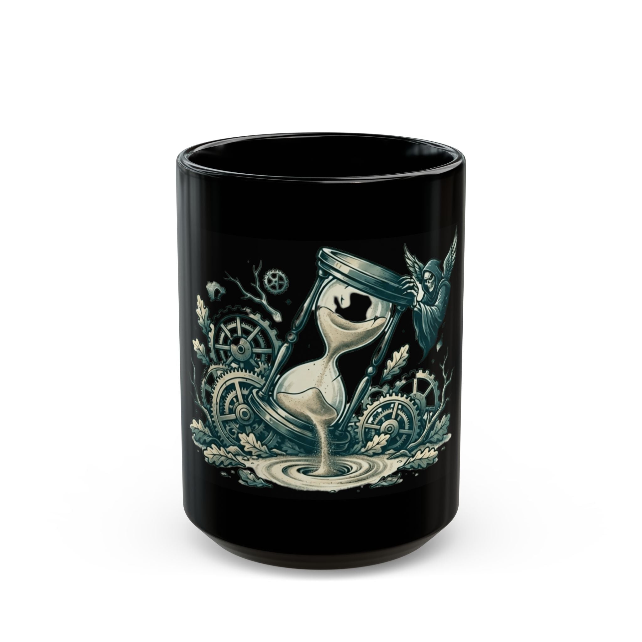 "Time is a Thief" Black Ceramic Mug — Graphic