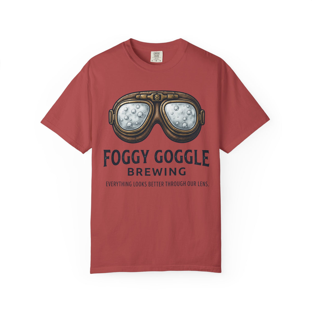 Color: Crimson | Foggy Goggle Brewing Unisex Garment-Dyed Tee