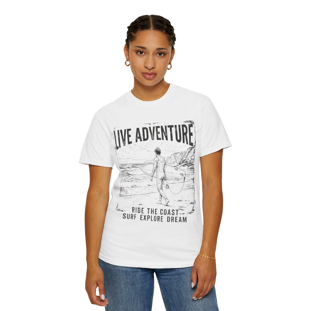 "Live Adventure - Surf" Unisex Garment-Dyed Tee