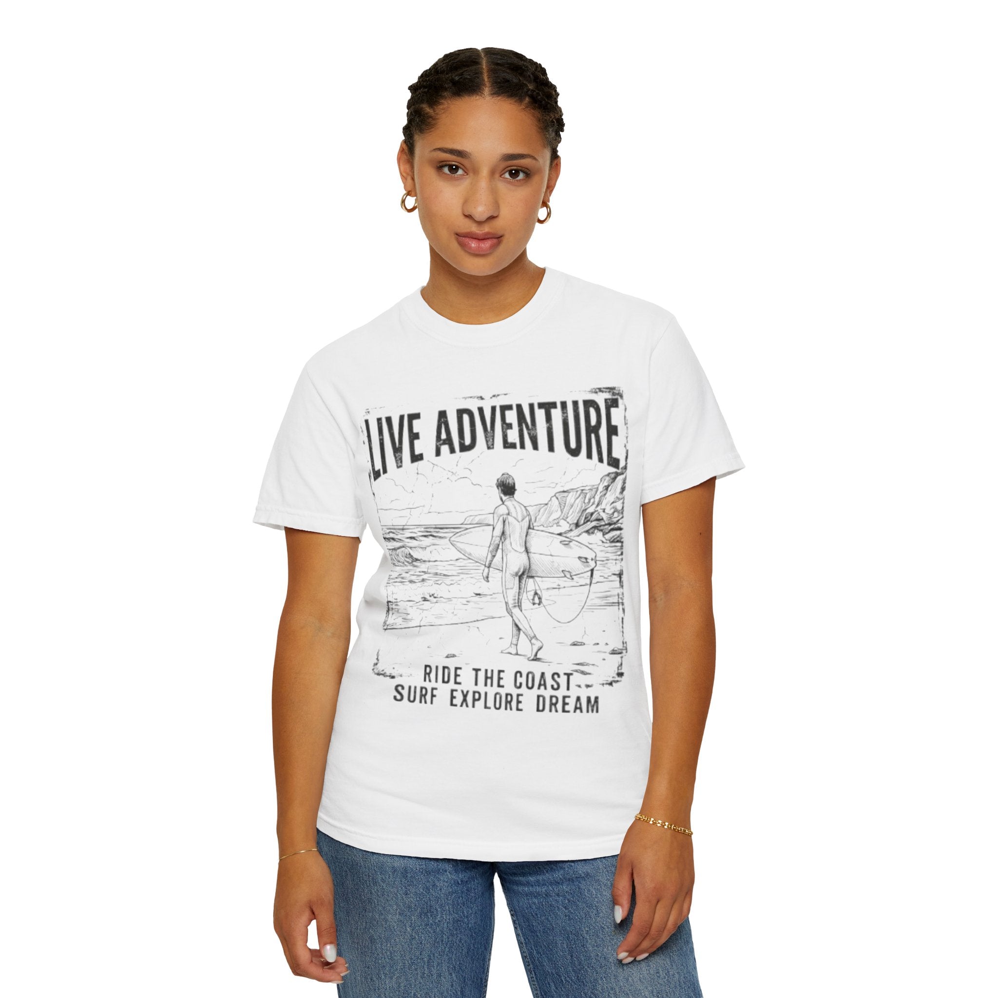 "Live Adventure - Surf" Unisex Garment-Dyed Tee