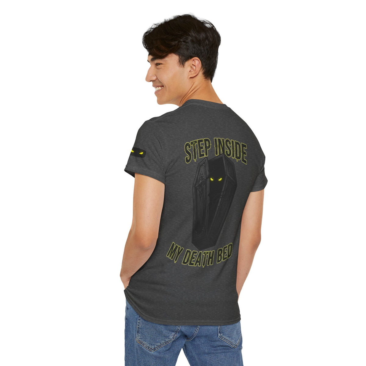 Color: Dark Heather | Step Inside My Death Bed Premium Graphic Tee