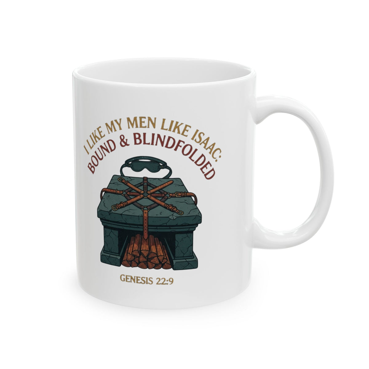 "Good Book Series Bound & Blindfolded" White Ceramic Mug
