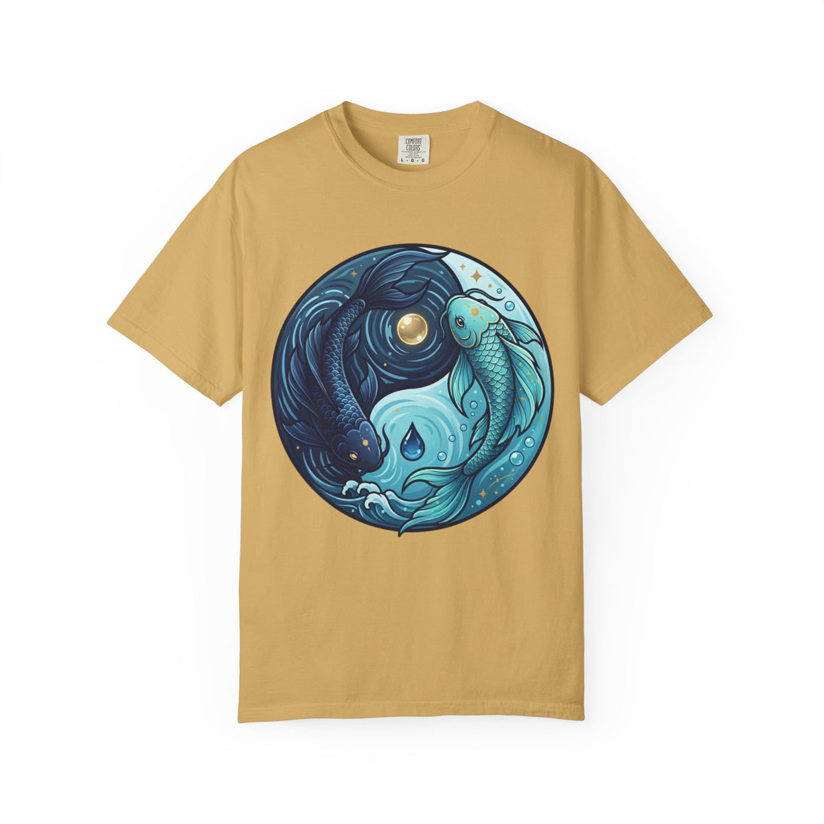 Color: Mustard | Yin Yang Pisces Unisex Garment-Dyed Tee