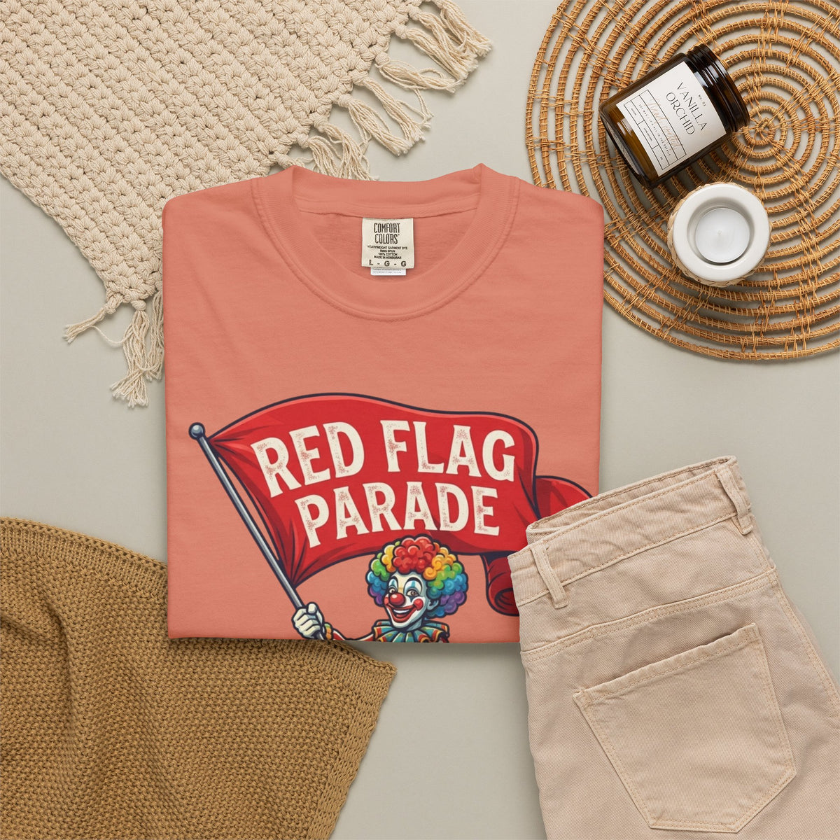 "Red Flag Parade" Unisex Garment-Dyed Tee