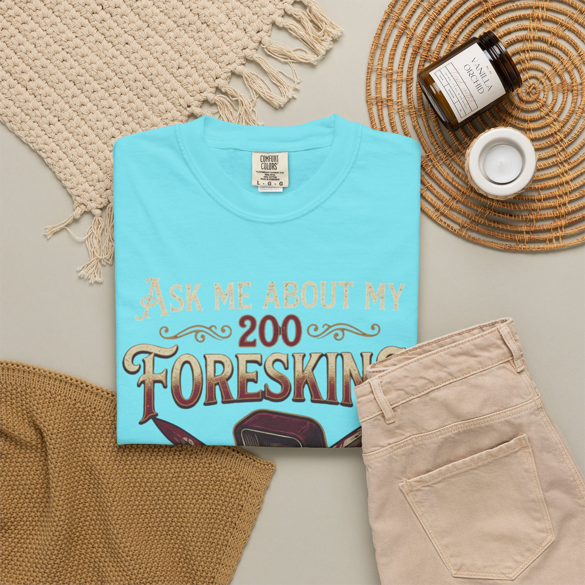 "Good Book Series 200 Foreskins" Unisex Garment-Dyed Tee