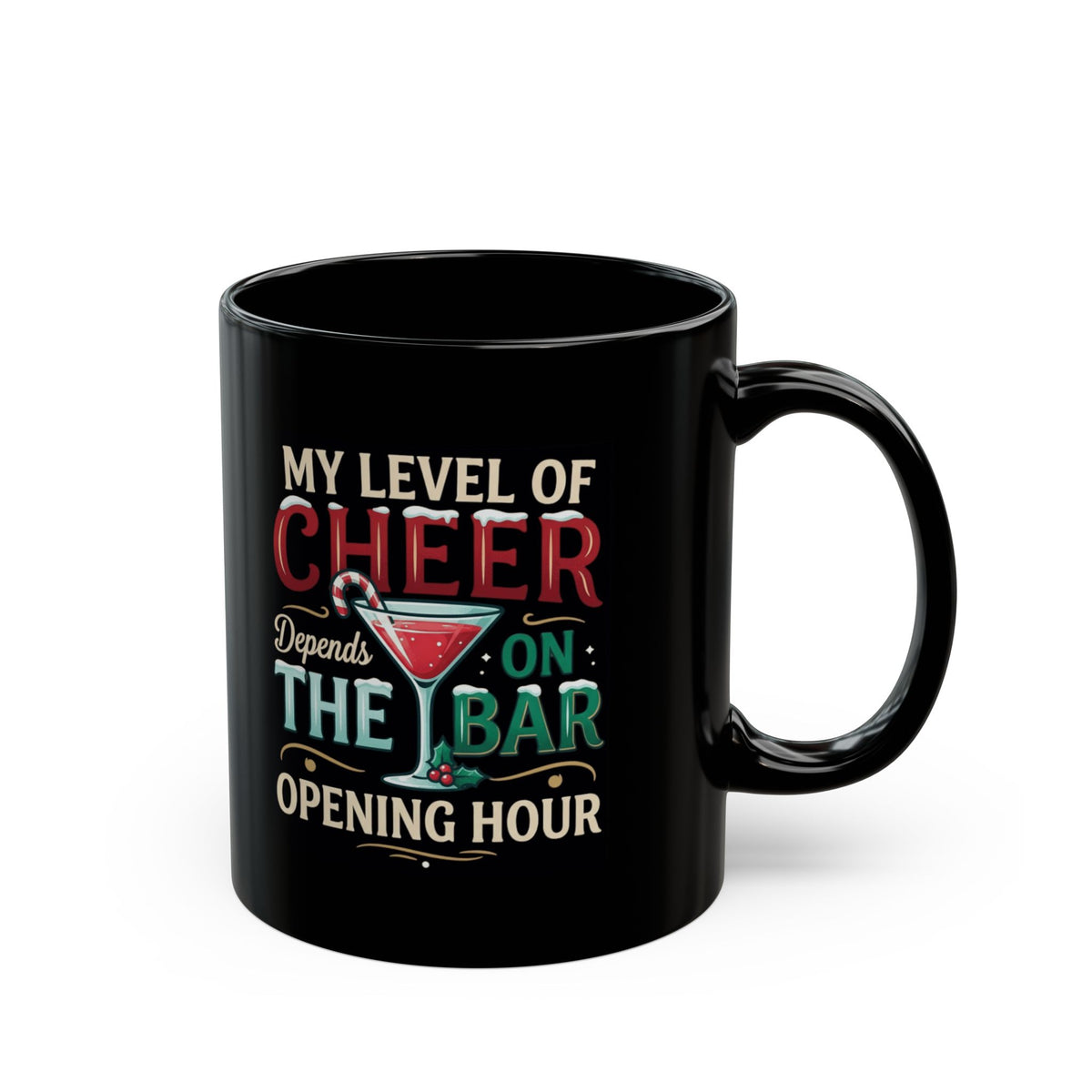 "Christmas Cheer" Black Ceramic Mug