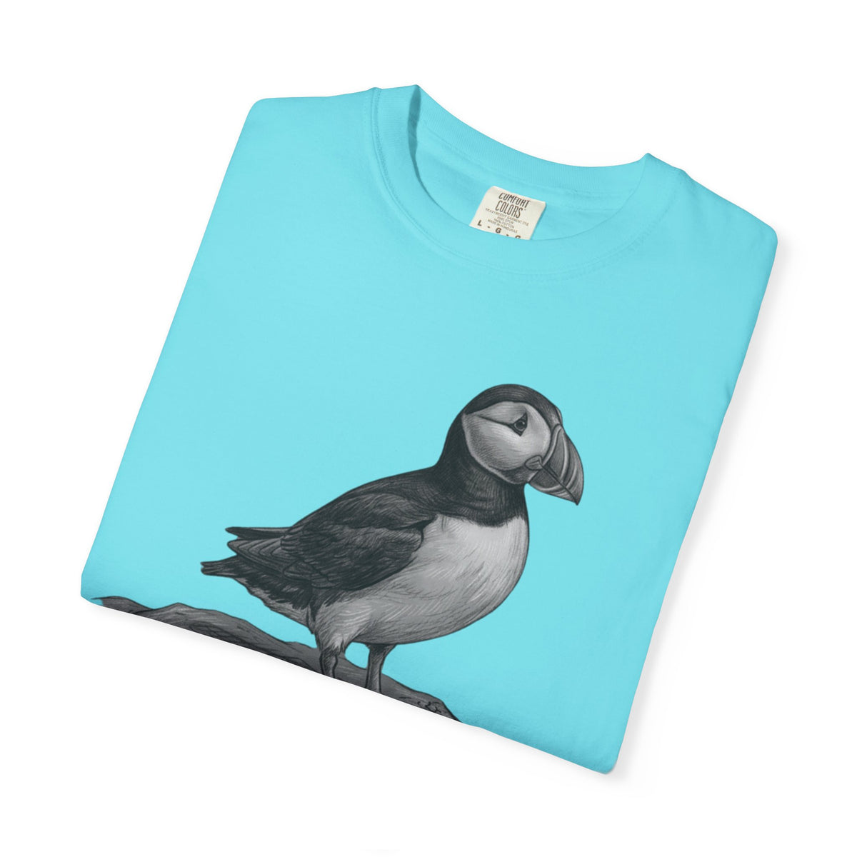"Pencil Sketch Art Puffin" Unisex Garment-Dyed Tee