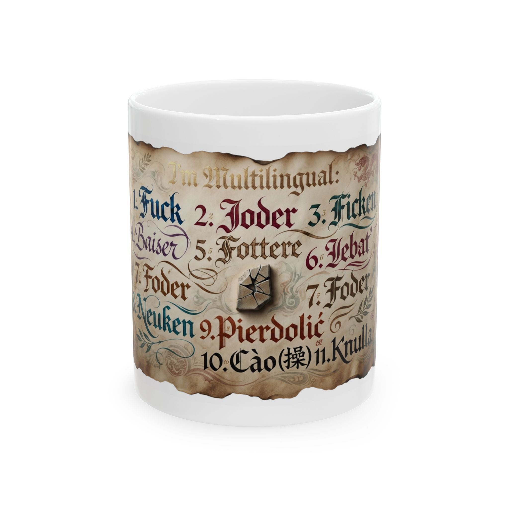 "Multilingual" White Ceramic Mug