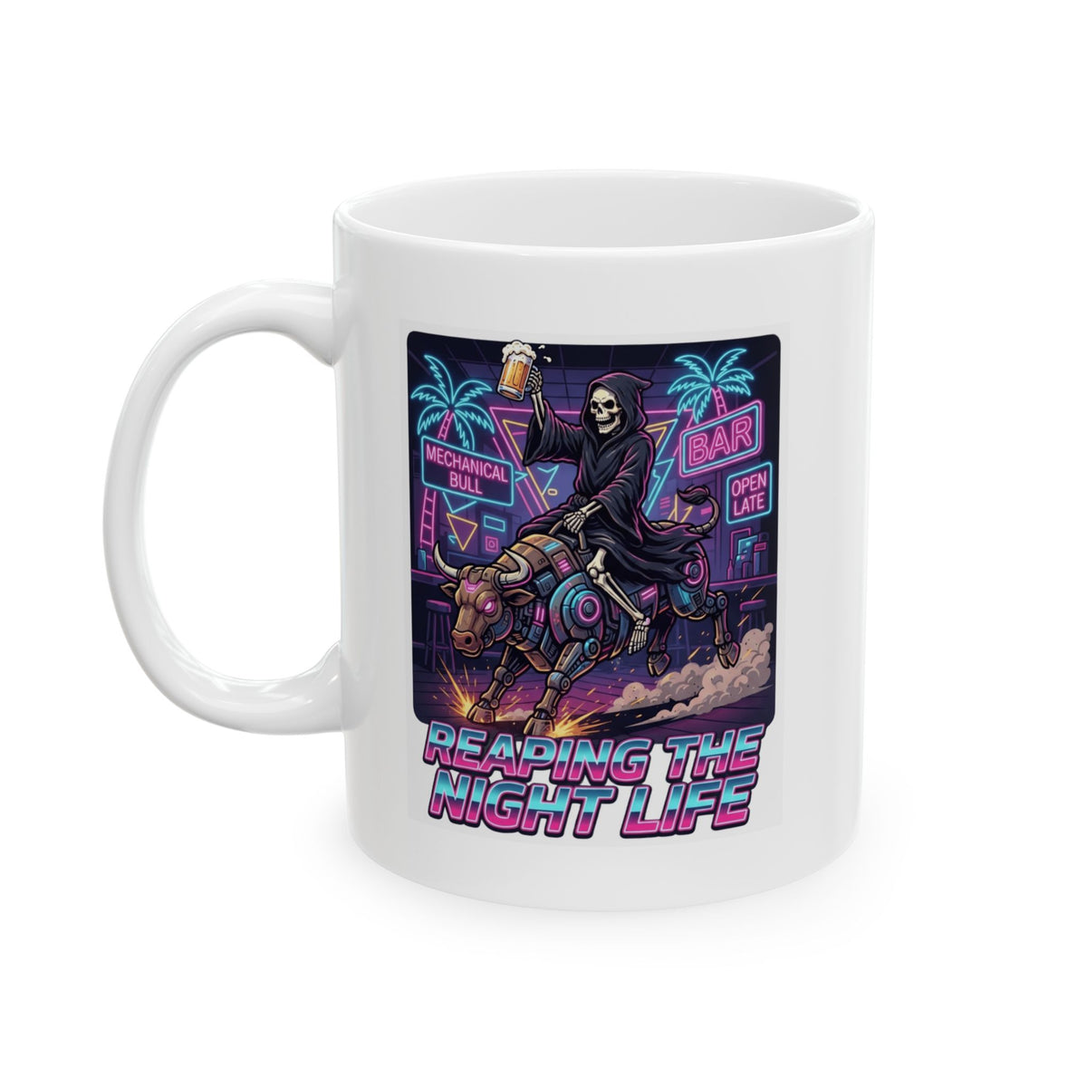 "Reaping the Night Life" White Ceramic Mug