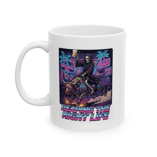 "Reaping the Night Life" White Ceramic Mug