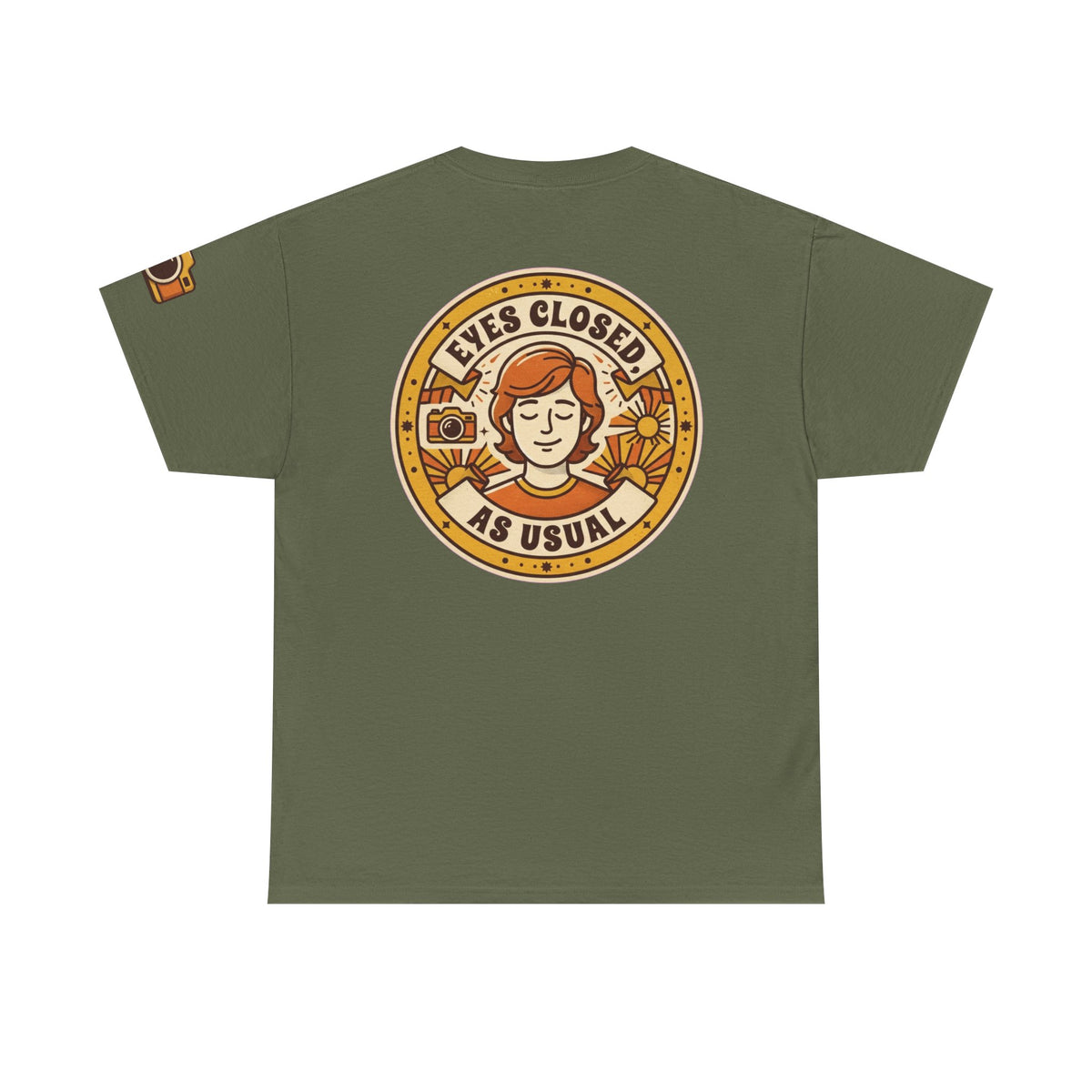Color: Military Green | Eyes Closed As Usual Premium Graphic Tee