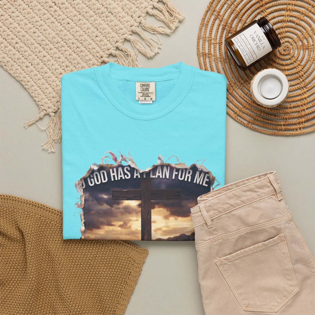 "God Has A Plan For Me" Unisex Garment-Dyed Tee
