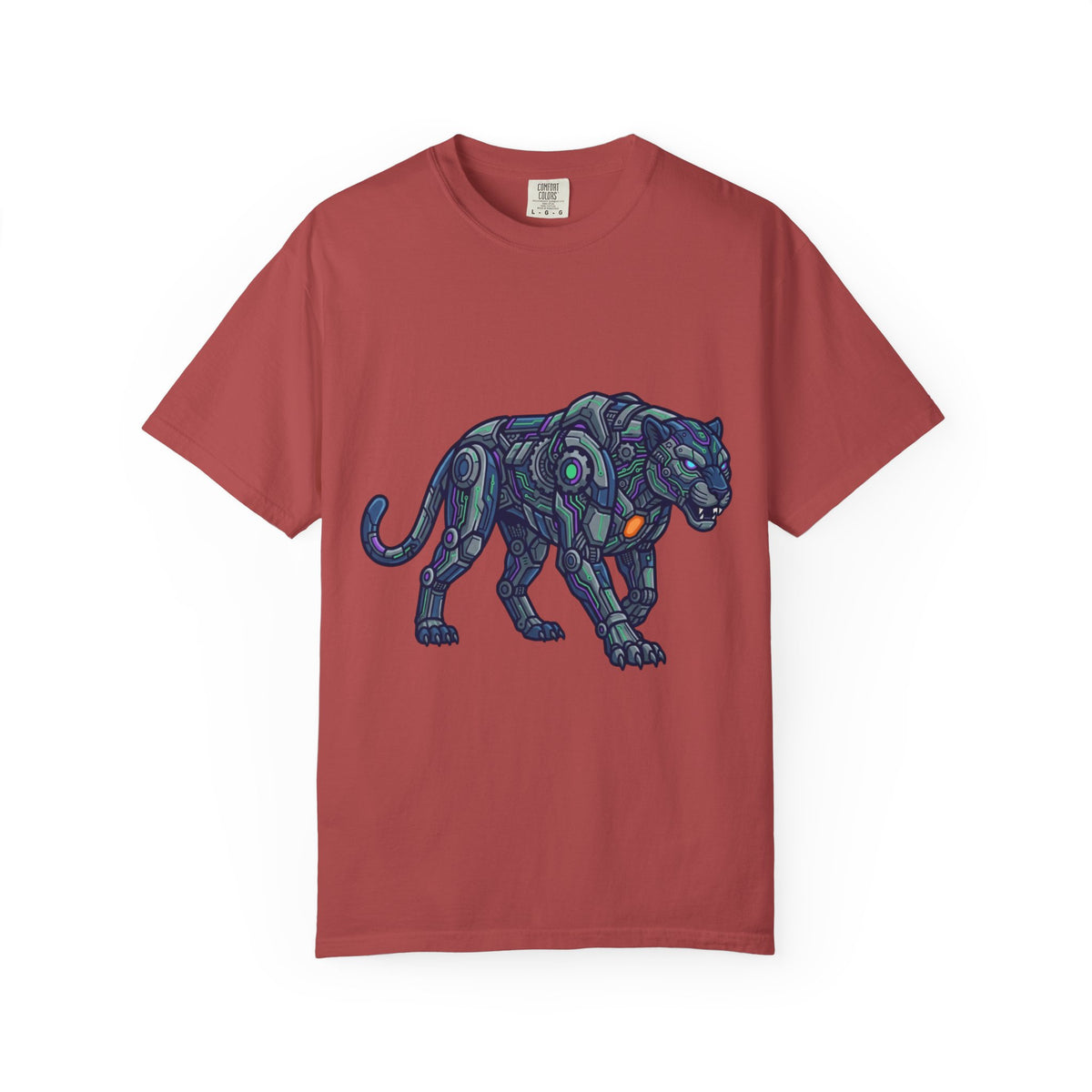 Color: Crimson | Cyber Panther Unisex Garment-Dyed Tee