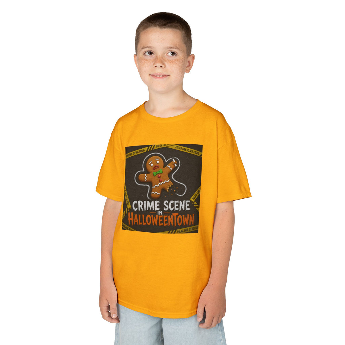 Color: Gold | Crime Scene in Halloweentown Kids Tee