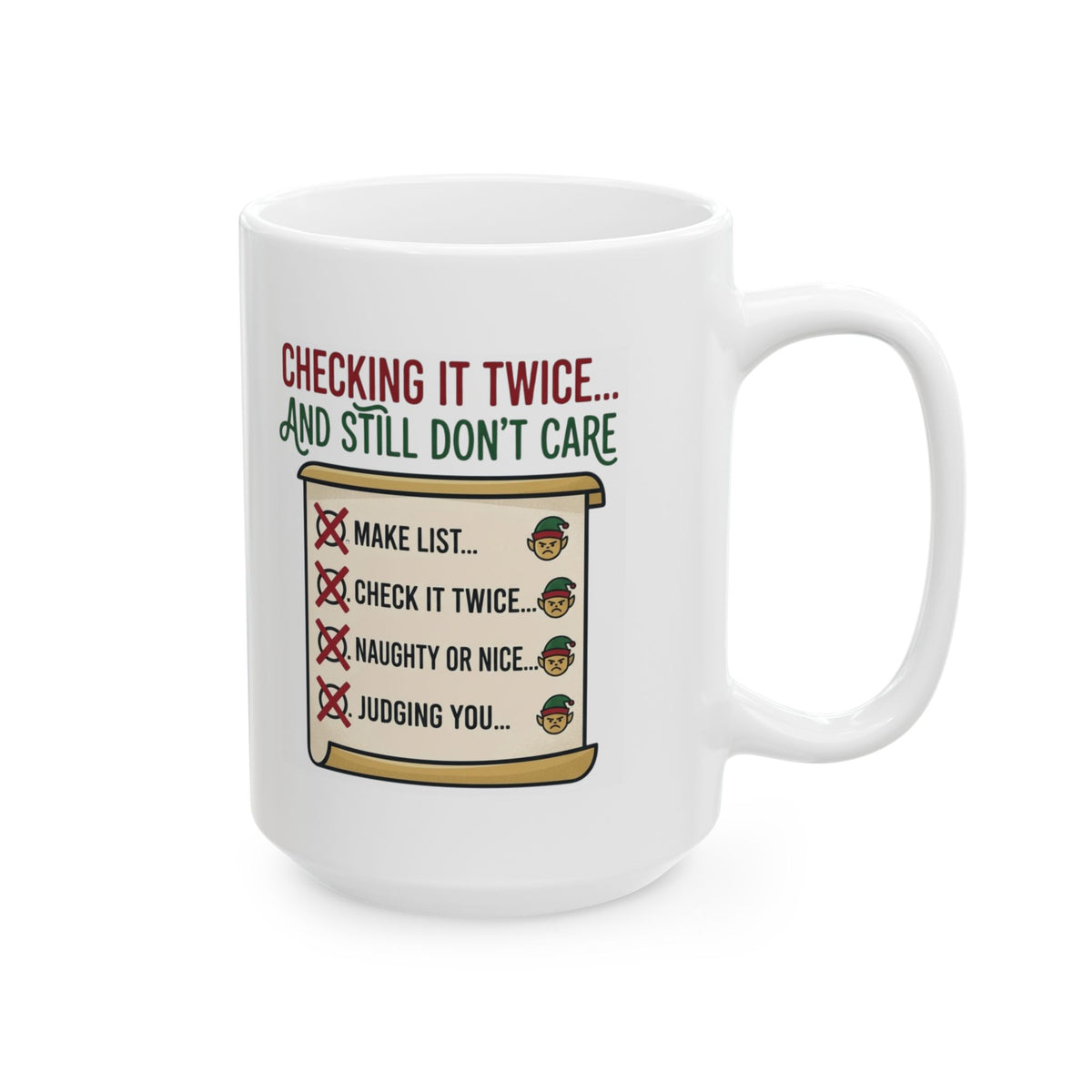 "Checking It Twice" White Ceramic Mug