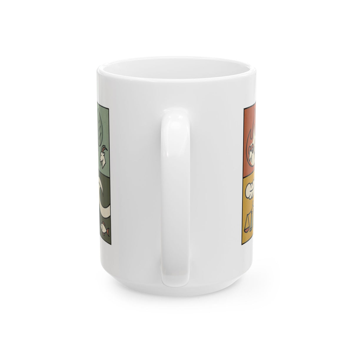 "Four Elements- Fire, Earth, Air, Water" White Ceramic Mug