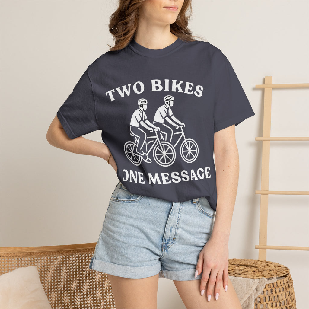 "Two Bikes, One Message" Unisex Garment-Dyed T-shirt