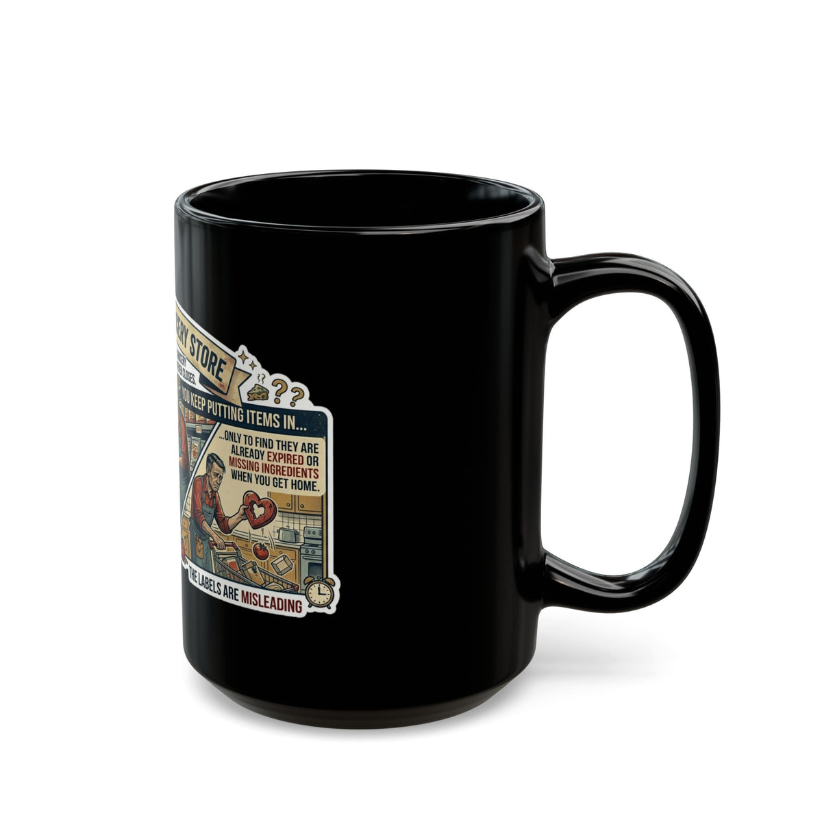 "Infinite Grocery Store" Black Ceramic Mug