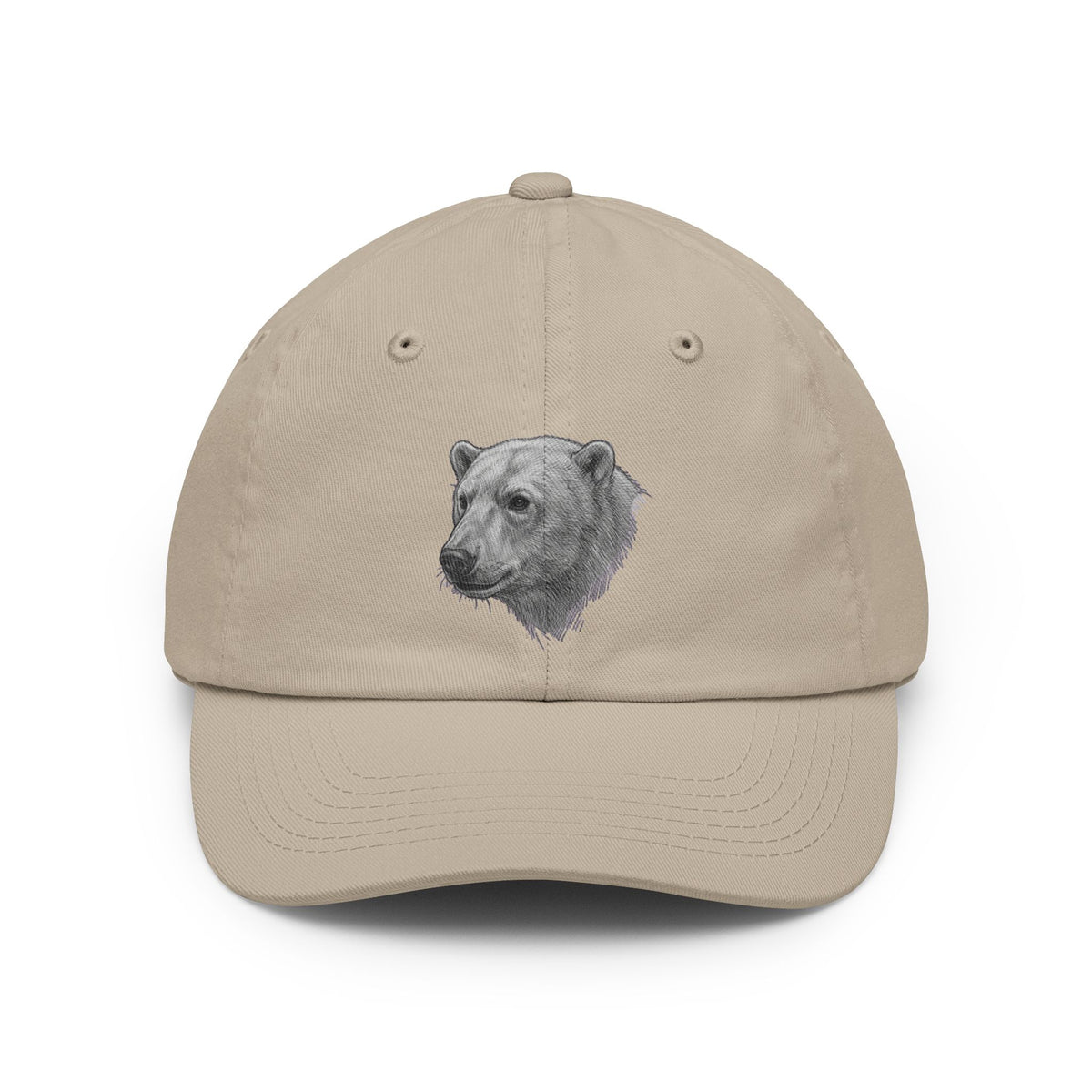 Color: Stone | Pencil Sketch Art Polar Bear Dad Hat — Graphic
