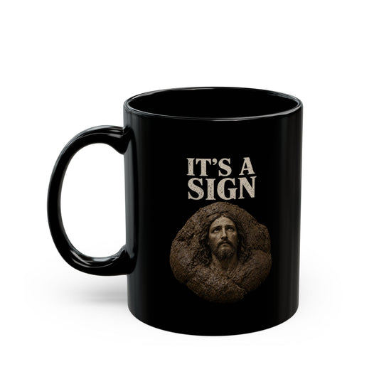 "Good Book Series It's a Sign" Black Ceramic Mug — Graphic